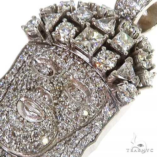 14K Gold Medium Jesus Head Diamonds on The Crown Pendant, photo 3 of 7
