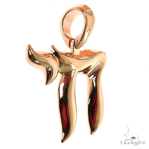 14K Gold Medium Jewish Chai Pendant, photo 2 of 7