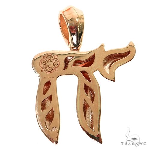14K Gold Medium Jewish Chai Pendant, photo 3 of 7