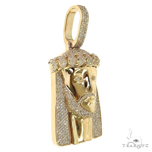 14K Gold Medium Size Jesus Diamond Pendant, photo 2 of 7