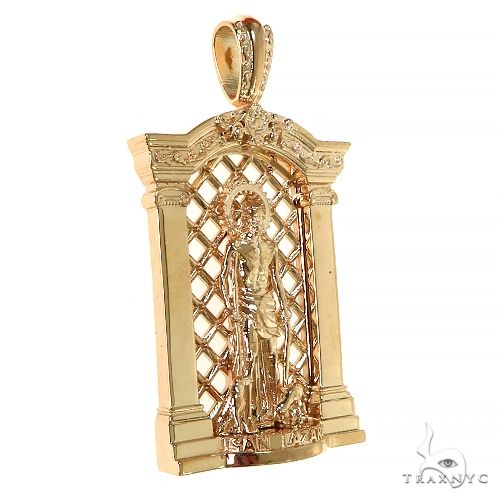 14K Gold Medium Solid St. Lazarus Pendant, photo 2 of 6