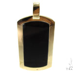Medium Yellow Gold Onyx Dog Tag 27448 - Image 1