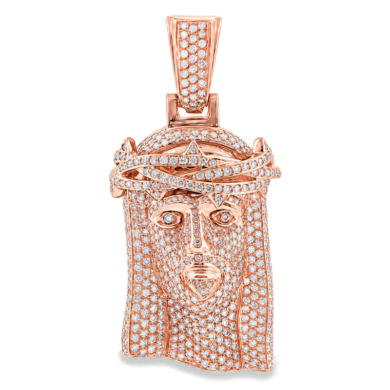 Medium 14K Gold Diamond Jesus Pendant 67778 - TRAX3
