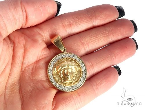 14K Gold Medusa Diamond Pendant, photo 5 of 6