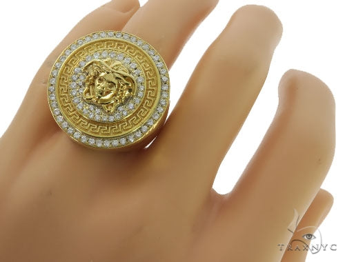 14K Gold Heavy Medusa Diamond Ring, photo 7 of 8