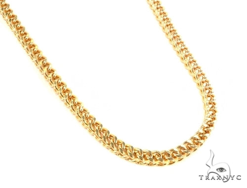 10k yellow gold hollow Franco chain for men, 26 inches long, 6.8mm width, lobster clasp