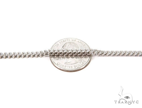 14k hollow white gold Franco chain, 16 inches, 1.1mm thick, sleek men's and women's style