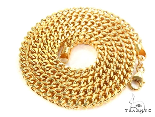 Mens 10k Yellow Gold Hollow Franco Chain 30 Inches 7mm   47897 - Image 4