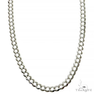 Mens 14k Solid White Gold Curb Chain 18 Inches 3.6mm   47172 - Image 1