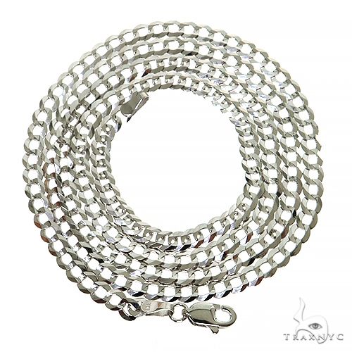 Mens 14k Solid White Gold Curb Chain 18 Inches 3.6mm   47172 - Image 5