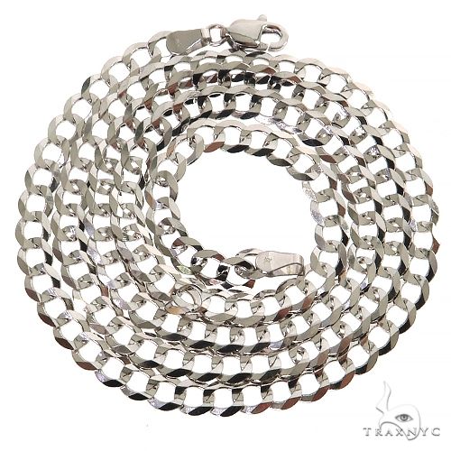 Mens 14k Solid White Gold Curb Link Chain 18 Inches 4.6mm   47168 - Image 4