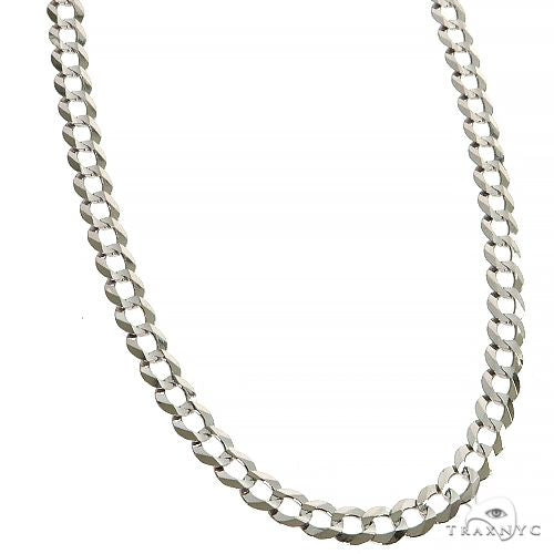 Mens 14k Solid White Gold Curb Chain 24 Inches 3.6mm   47175 - Image 2