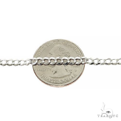 Mens 14k Solid White Gold Curb Chain 24 Inches 3.6mm   47175 - Image 4