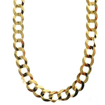 Mens 14k solid yellow gold Cuban curb chain, 20 inches, 5.7mm wide, polished finish.