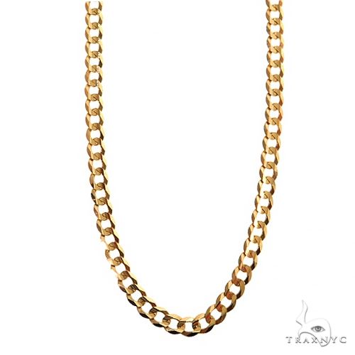 Men's 14k solid yellow gold curb link chain, 3.3mm thickness, 22 inches long.