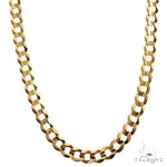 22-inch men's 14k solid yellow gold curb chain with 4.7mm wide links.