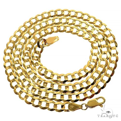 Mens 14k Solid Yellow Gold Curb Link Chain 22 Inches 5.6mm, photo 3 of 8