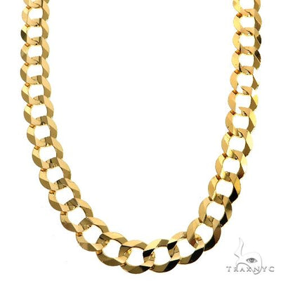 Mens 14k Solid Yellow Gold Curb Chain 30 Inches 8.2mm   47309 - Image 1