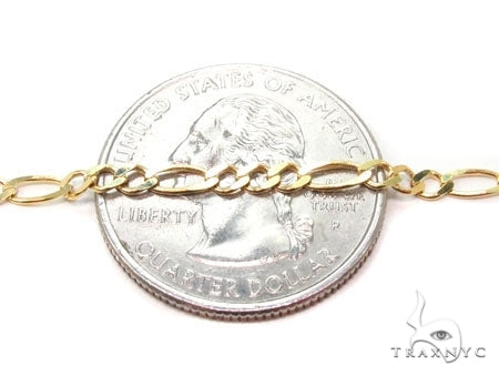 Mens 14k Solid Yellow Gold Solid Figaro Chain 20 Inches 3mm   47366 - Image 3