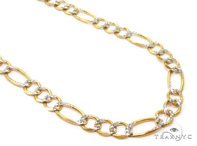Mens 14k Solid Yellow Gold Diamond Cut Figaro Link Chain 24 Inches 7mm   47353 - Image 1