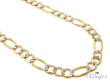 14K Yellow Gold Diamond Cut Solid Figaro Chain 7mm 47353