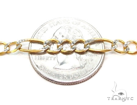 Mens 14k Solid Yellow Gold Diamond Cut Figaro Link Chain 24 Inches 7mm   47353 - Image 3
