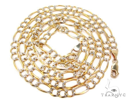 Mens 14k Solid Yellow Gold Diamond Cut  Figaro Link Chain 26 Inches 7mm   47354 - Image 5