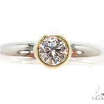 Mens 18K Yellow Gold Bezel Diamond Platinum Wedding Ring 36636 - Image 2