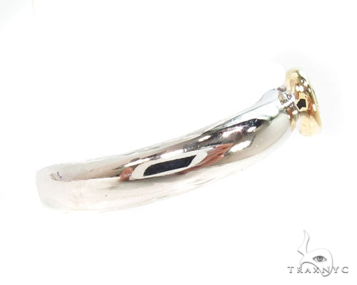 Mens 18K Yellow Gold Bezel Diamond Platinum Wedding Ring 36636 - Image 4