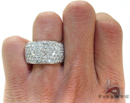 Mens 14K Gold 6 Row Diamond Ring, photo 7 of 7