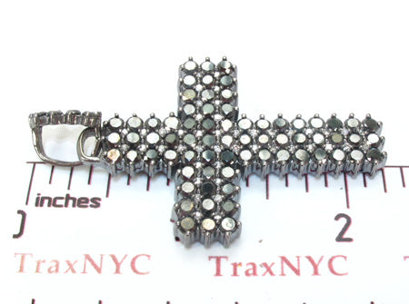 Black diamond chain necklace with a matching cross pendant in a dark metallic finish.