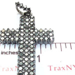 Black diamond chain necklace with a matching cross pendant in a dark metallic finish.