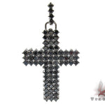 Black diamond chain necklace with a matching cross pendant in a dark metallic finish.