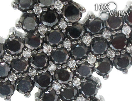 Black diamond chain necklace with a matching cross pendant in a dark metallic finish.