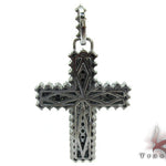 Black diamond chain necklace with a matching cross pendant in a dark metallic finish.