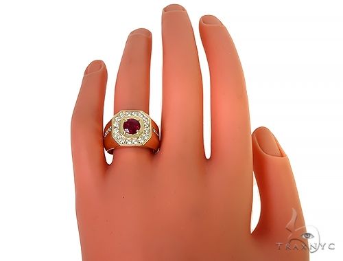 Mens 14K Gold Godfather Ruby Ring, photo 6 of 7