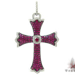 Ladies Prong Pink Ruby & Diamond Cross Crucifix 22346 - Image 1