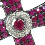 Ladies Prong Pink Ruby & Diamond Cross Crucifix 22346 - Image 3