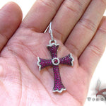 Ladies Prong Pink Ruby & Diamond Cross Crucifix 22346 - Image 5