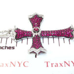 Ladies Prong Pink Ruby & Diamond Cross Crucifix 22346 - Image 6