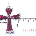 Ladies Prong Pink Ruby & Diamond Cross Crucifix 22346 - Image 7