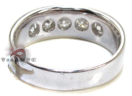Mens Five Stone Prong Set 14K White Gold Wedding Ring, photo 6 of 7