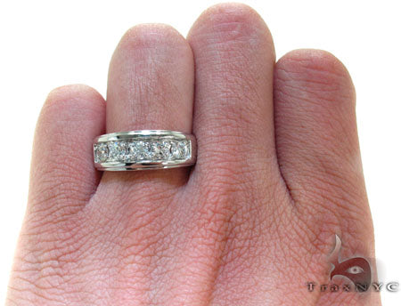 Mens Five Stone Prong Set 14K White Gold Wedding Ring, photo 7 of 7