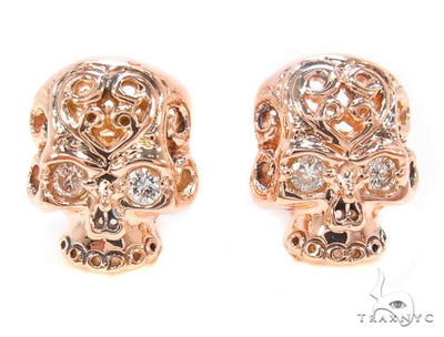 Mens Rose Gold Skull Earrings 35015 - Image 1