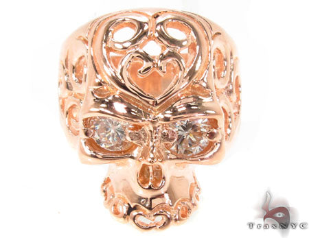 Mens Rose Gold Skull Ring 2 33424 - Image 2
