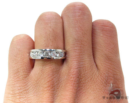 Mens 14K White Gold Channel Diamond Ring, photo 7 of 7