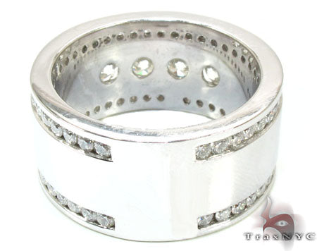 Mens White Gold Channel Diamond Ring 21011 - Image 6