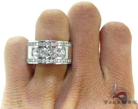 Mens White Gold Channel Diamond Ring 21011 - Image 7