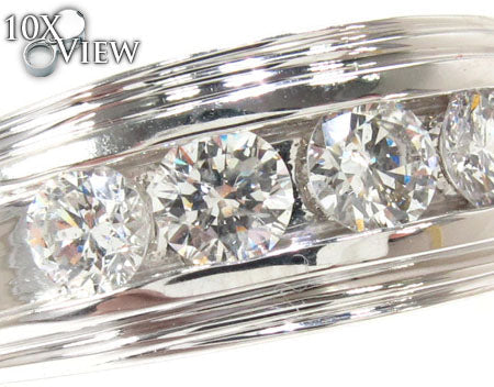 Mens 14K White Gold Channel Diamond Ring, photo 3 of 7