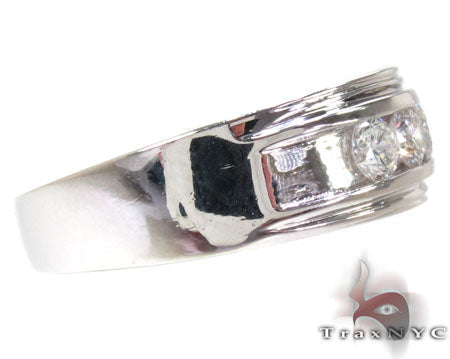 Mens 14K White Gold Channel Diamond Ring, photo 4 of 7